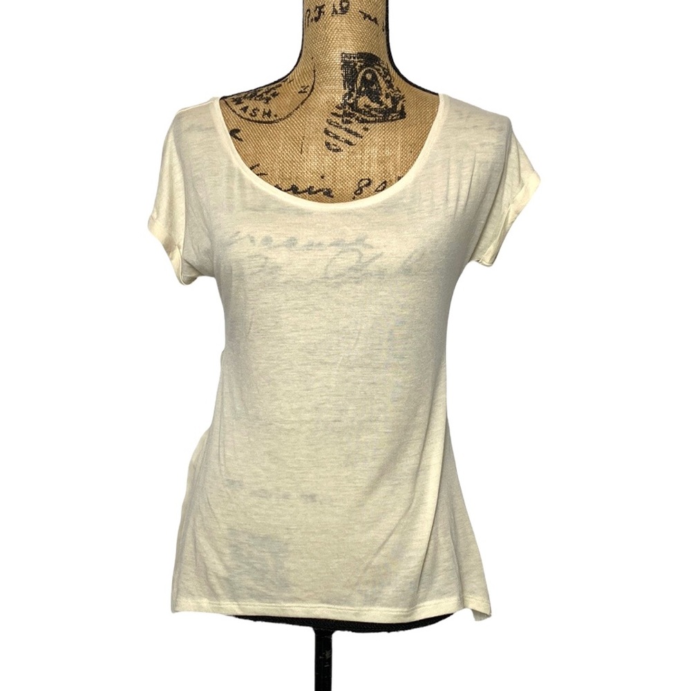 Cream Scoop Neck Tee XS
